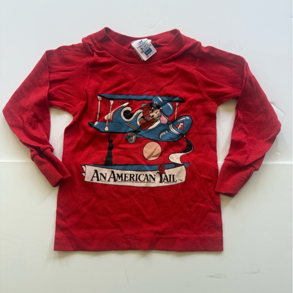 Vintage An American Tail long sleeve graphic tee Red